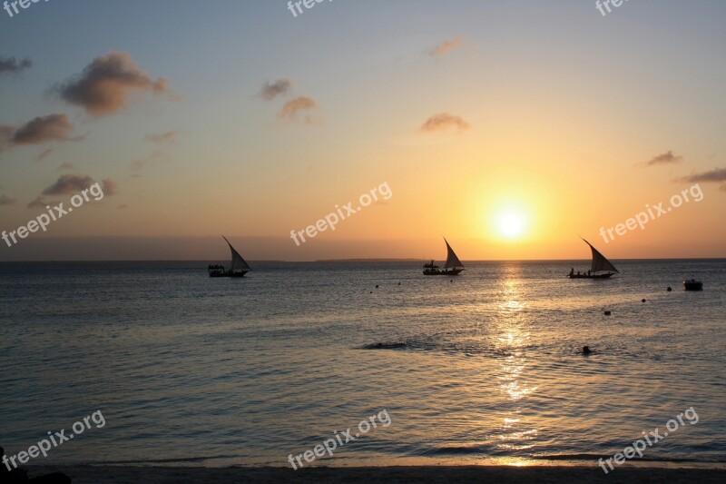 Zanzibar Sea Sunset Africa The Coast