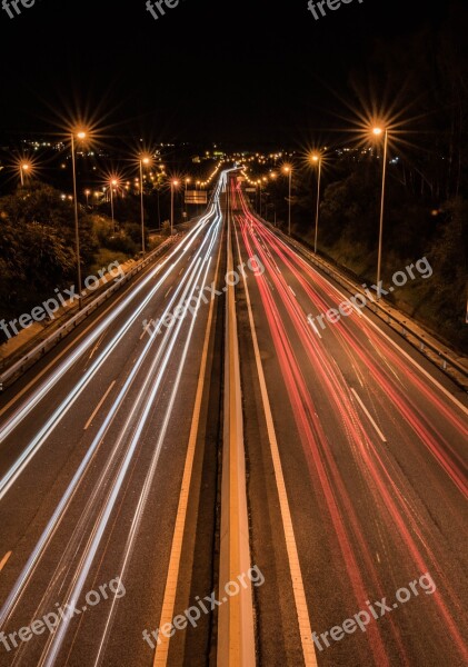 Stelae Night Road Cars Speed