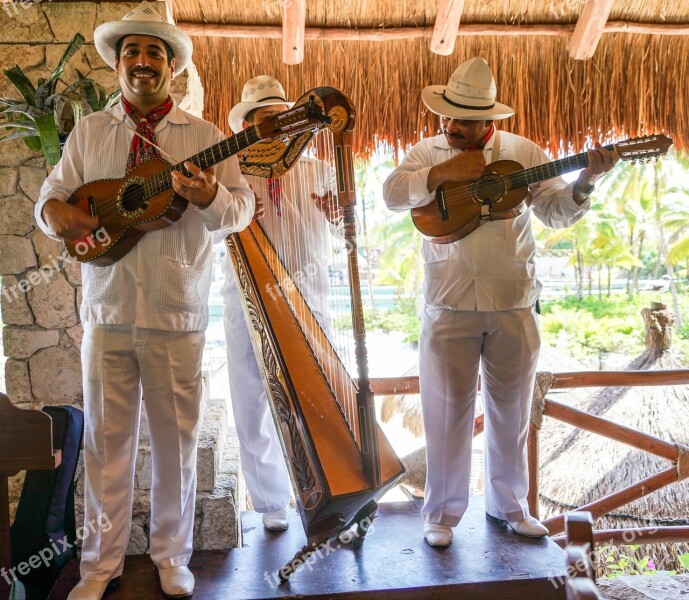 Mexican Singers Trio Instruments Happy People