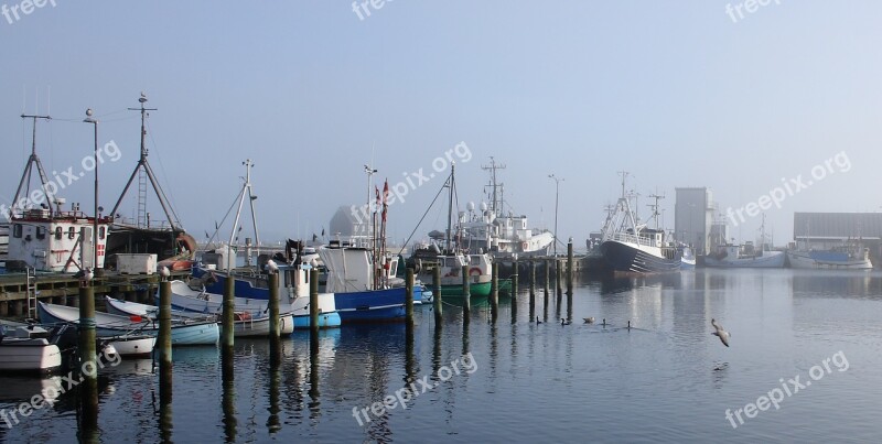 Port Fishing Boat Ship Morning Fyn