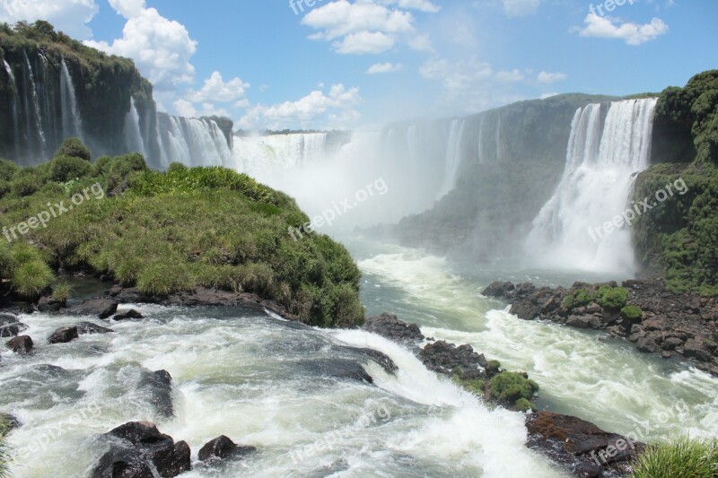 Waterfall Mouth Iguaçu Brazil Free Photos