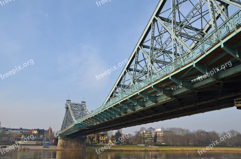 Dresden Blue Wonder Steel Bridge Elbe Architecture