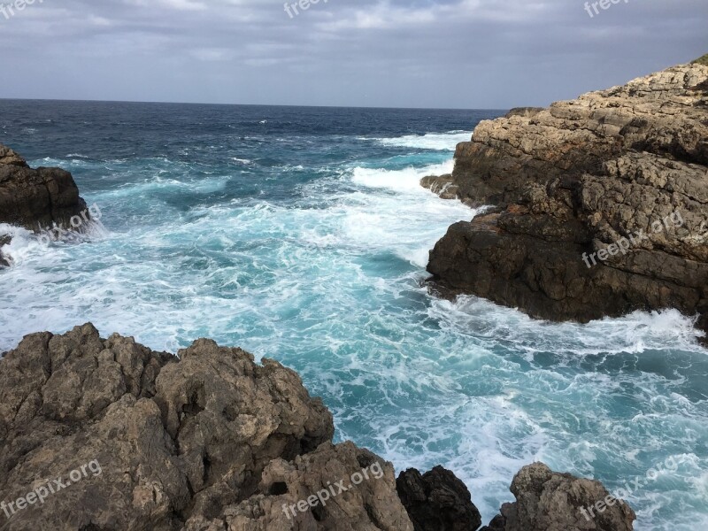 Mallorca Sea Rock Blue Steep Slope