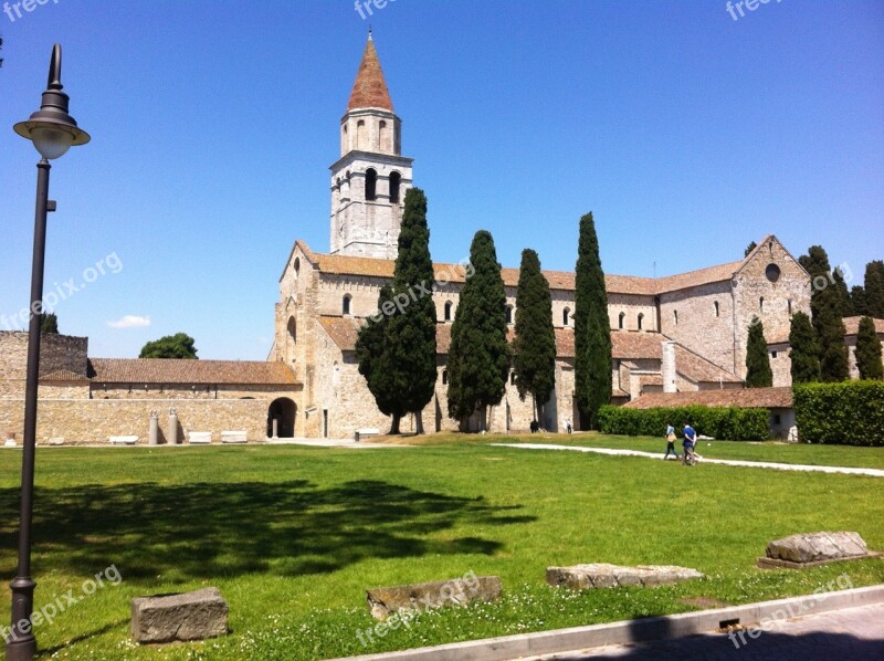 Aquileia Campanile Cypress Trees Basilica Free Photos