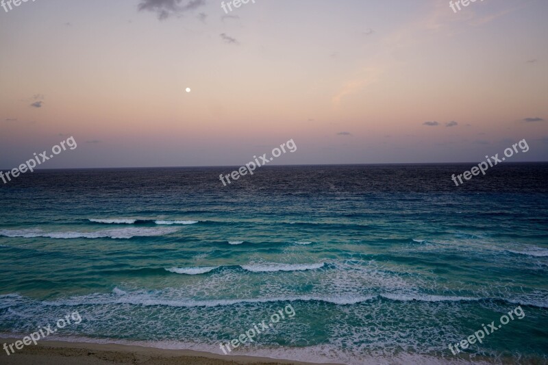 Cancún Mexico Beach Sunset Waves