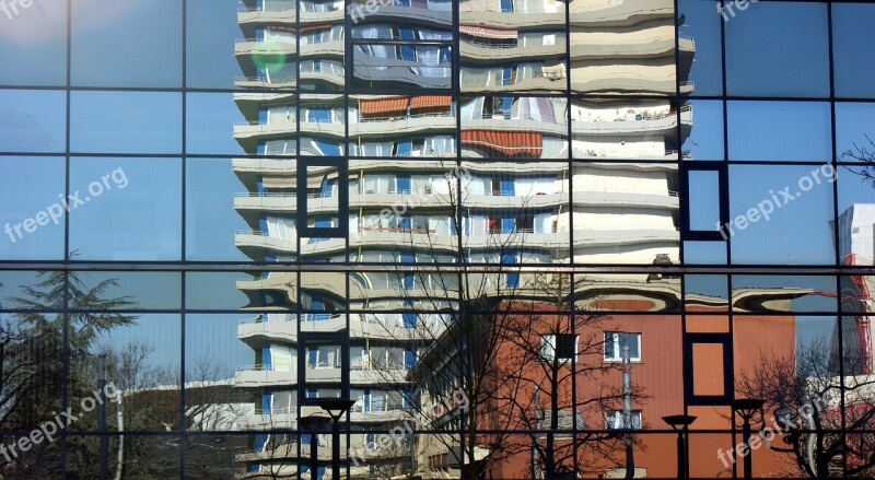 Architecture Mirroring Skyscraper Office Building Facade