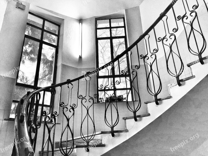 Stairs Black And White Steps Interior Stairway