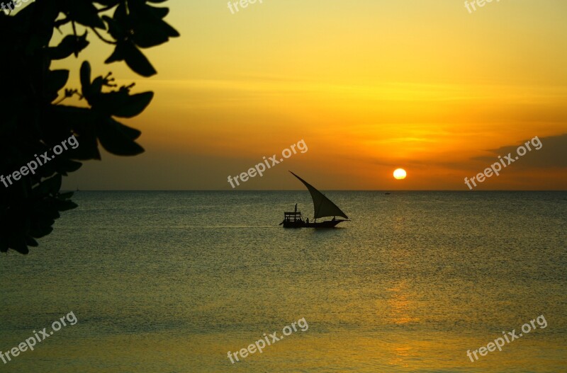 Zanzibar Boat Sail Sunset Free Photos