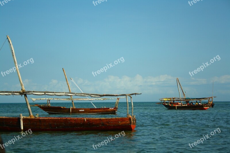 Boats Zanzibar Sea Handmade Fishing