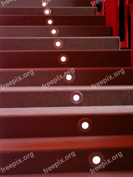 Stairways Steps Red Light Led