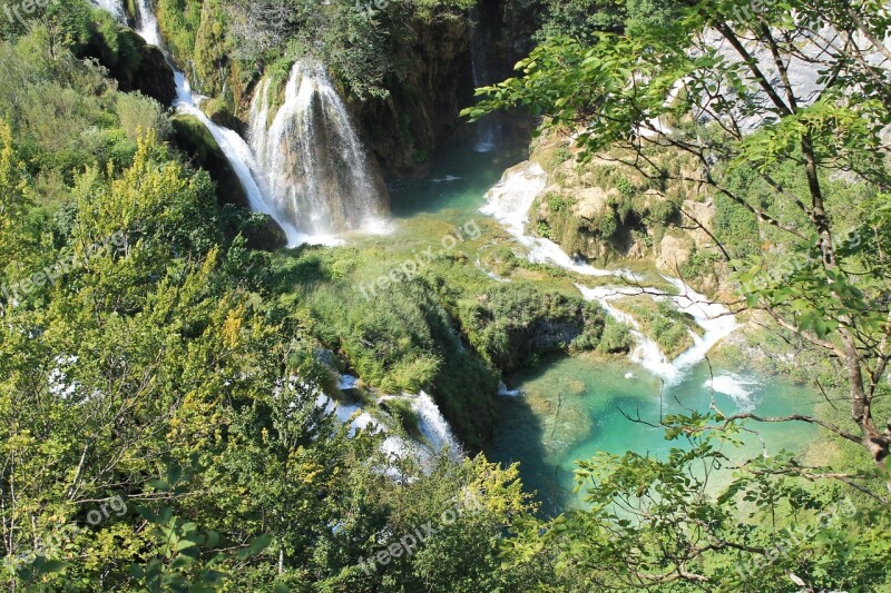 The National Park Plitvice Lakes Croatia Waterfall Nature