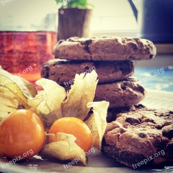 Cookies Chocolate Chip Cookies Physalis Sweet Candy