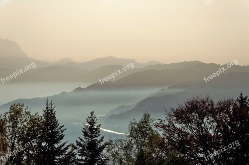 Fog Autumn Landscape Rhine Valley Pledges View