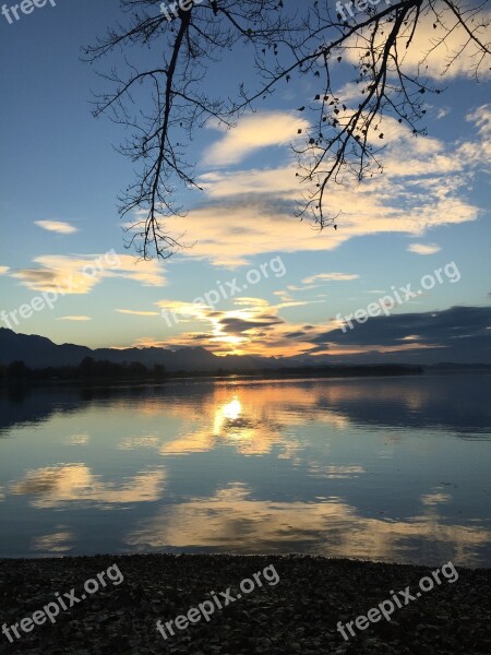 Lake Tranquility Sunset Germany Reflections