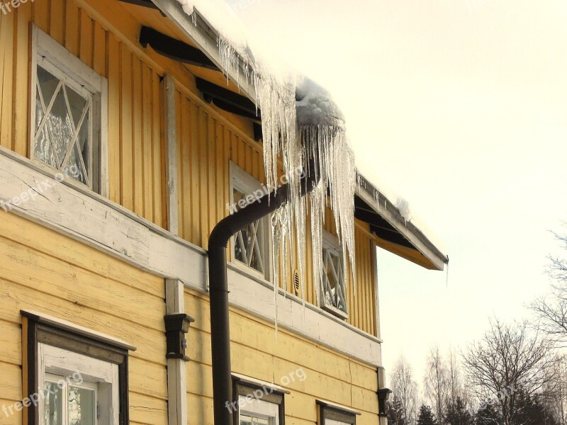 Icicles Ice House Winter Snow