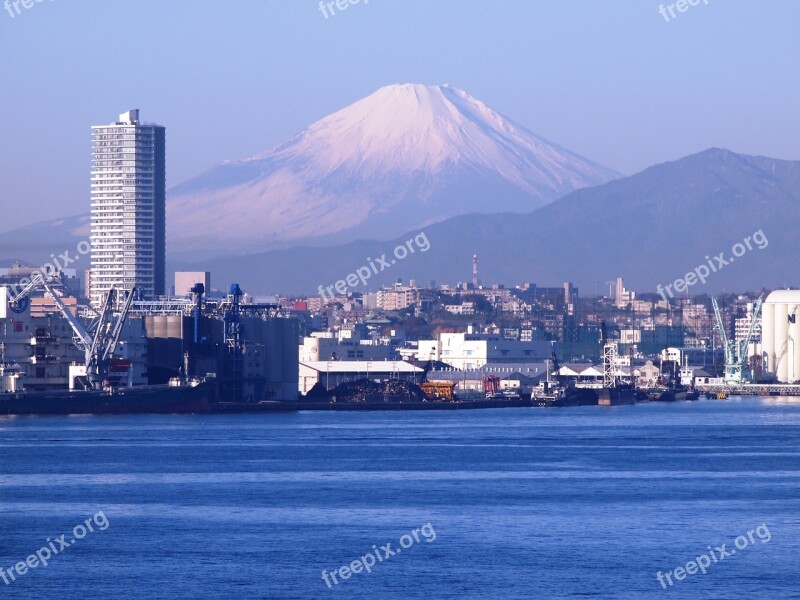 Mt Fuji Yokohama The Bay Bridge Winter High Rise Building