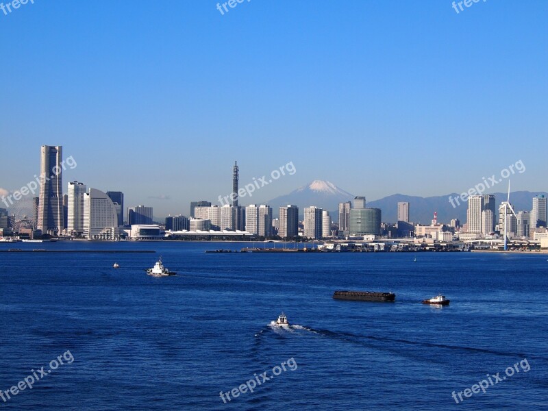 Mt Fuji Yokohama The Bay Bridge Winter Landmark Tower