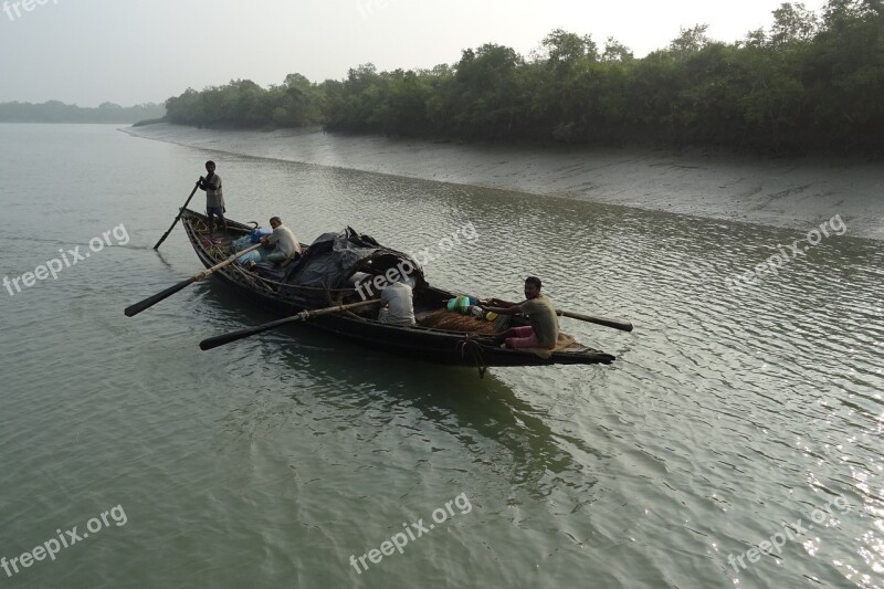 Boat Mangroves Sundarbans Forest River