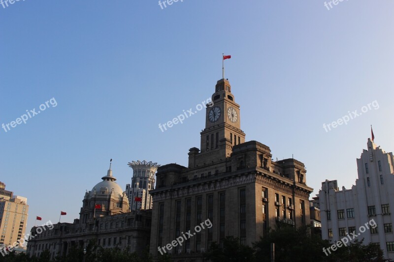 Shanghai Clock Clock Tower China Building