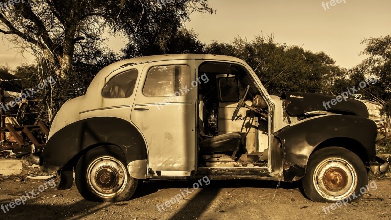 Old Car Abandoned Rusty Wreck Damaged