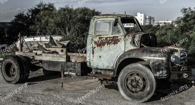 Old Truck Automobile Abandoned Rusted Weathered