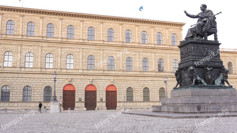 Munich Blue Hour Munich In Accordance National Theater Monument Maximilian I