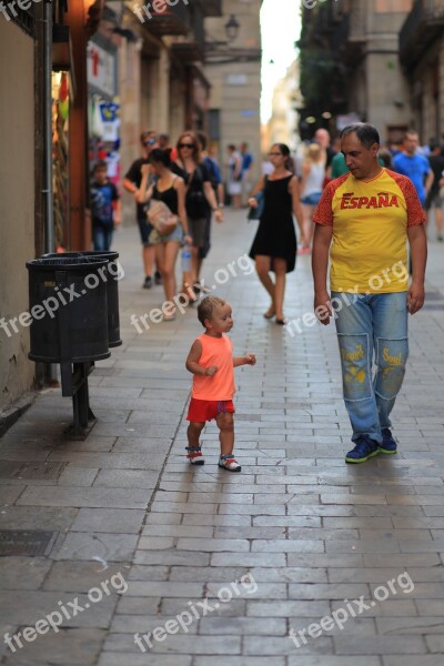 Father Baby Barcelona Spain People