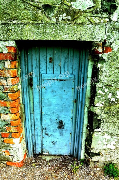 Door Blue Entrance Old Scrap