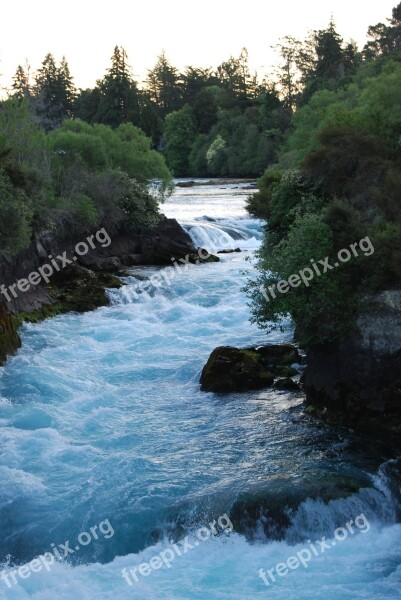 Waterfall New Zealand White Water Rapids Huka River