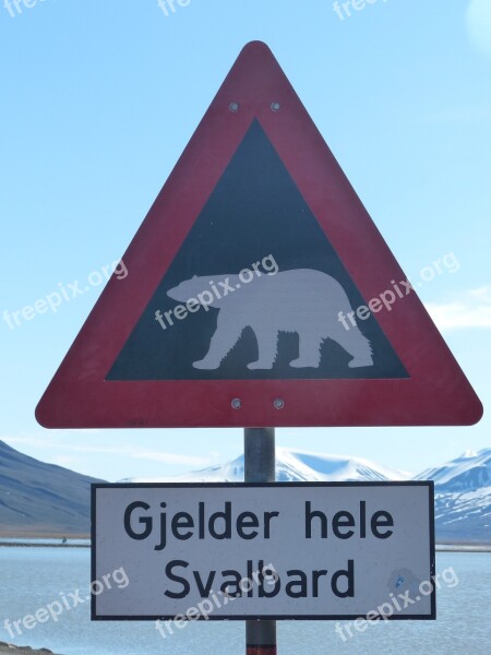 Polar Bears Caution Spitsbergen Free Photos