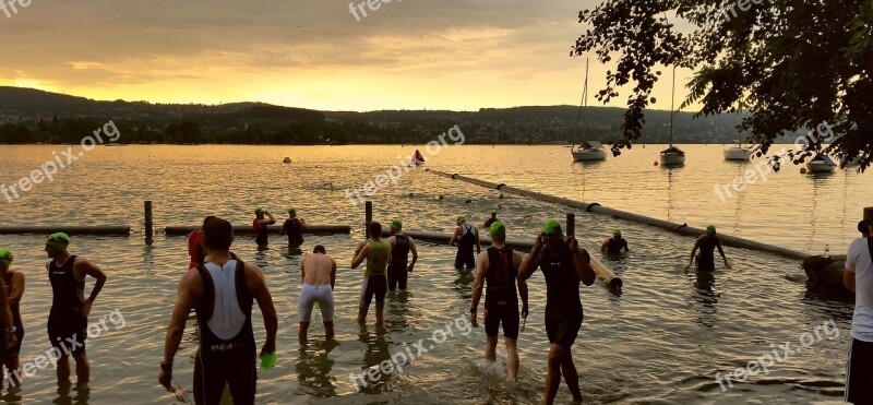 Sunrise Iron Man Zurich People Swimming