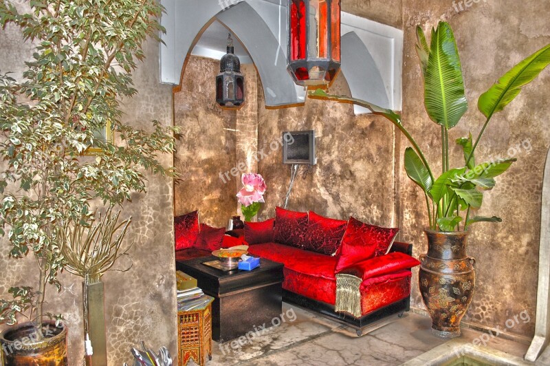 Morocco Marraquech Riad Reception Patio