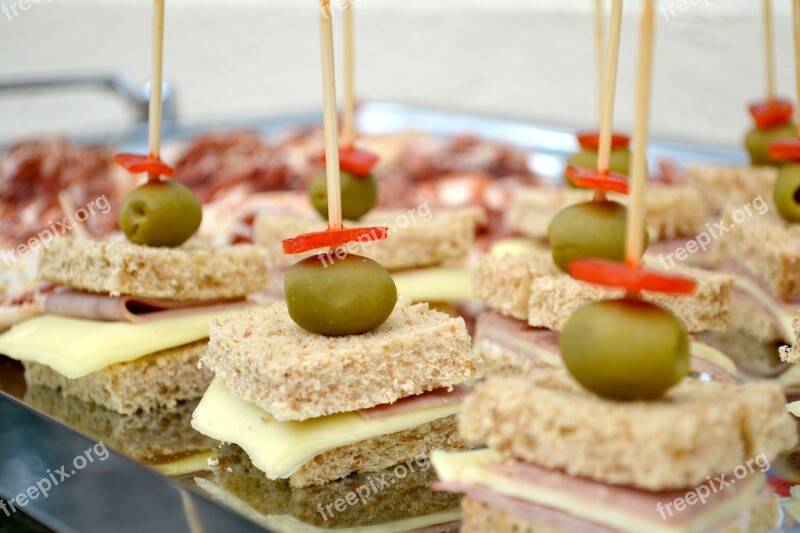 Olives Sánduche Appetizers Party Ham