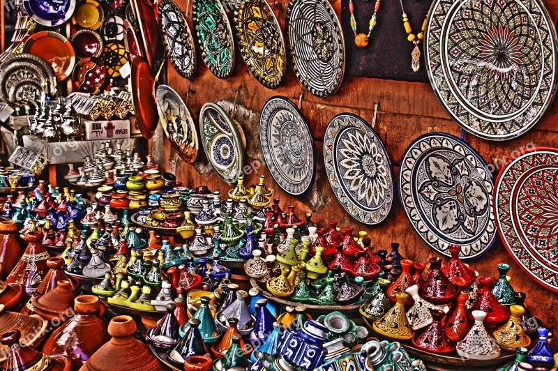 Morocco Marraquech Souk Ceramic Tallines