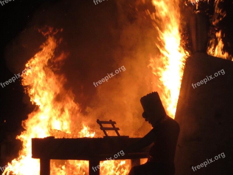 Fire Bonfire Bart Simpson Spain Festival