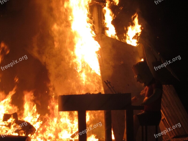 Fire Bonfire Bart Simpson Spain Festival