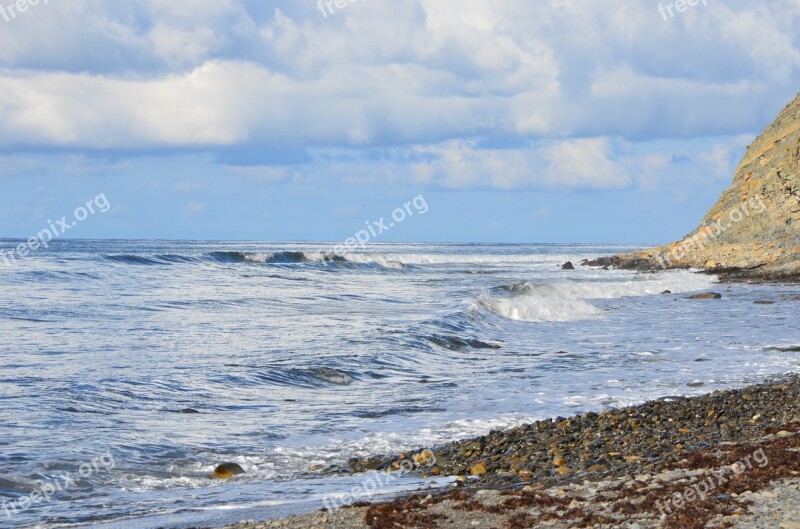 Sea Wave Stones Beach Seascape