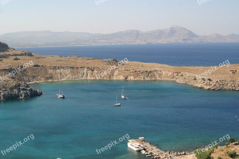 Greece Rhodes Island Lindos Seascape Landscape