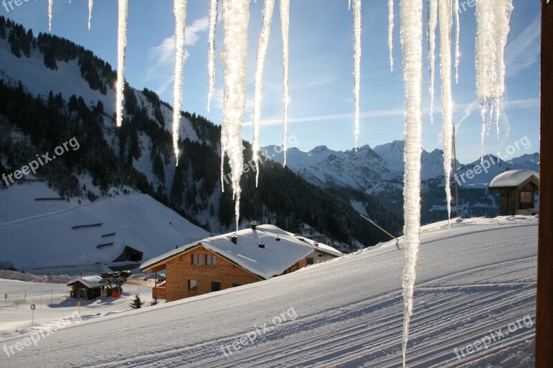 Mountains Winter Hut Icicle Free Photos