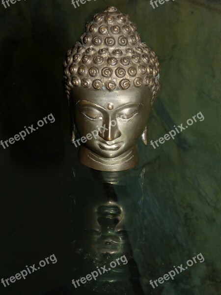 Buddha Buddha Head Sculpture Reflection Mystic