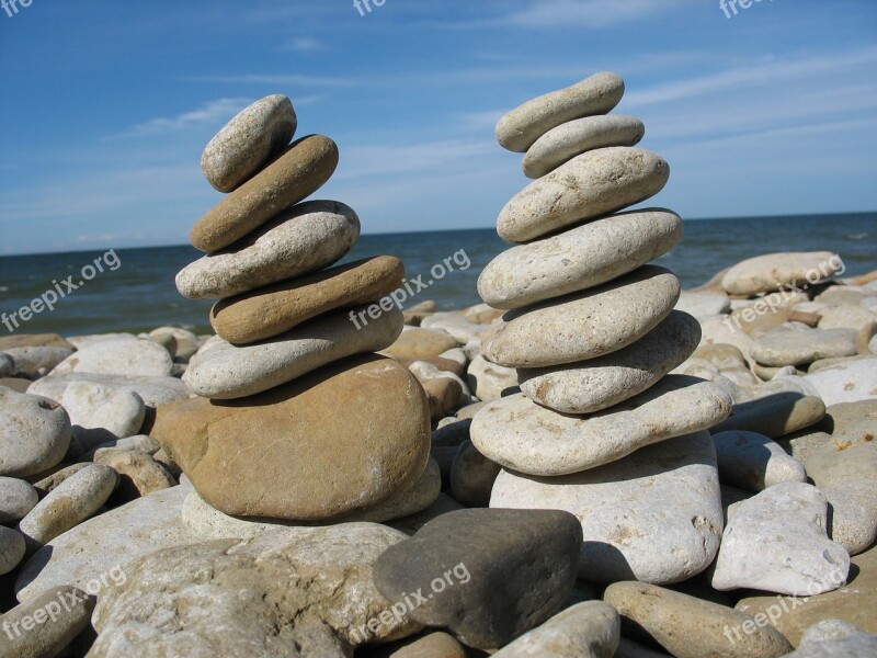 The Baltic Coast Sea Beach Stones Balance