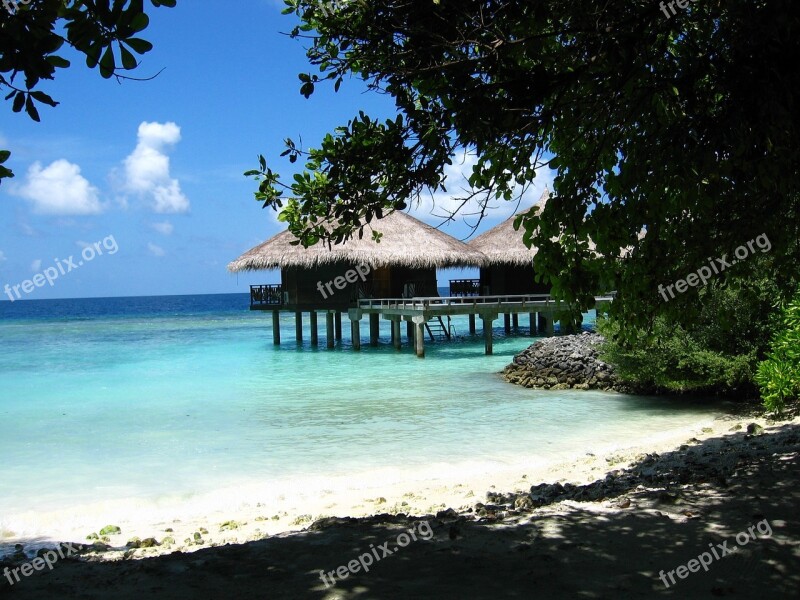 North Male Atoll Bungalow Maldives Sea Sun