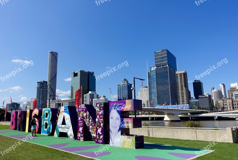 Brisbane Sign Cityscape Queensland Center