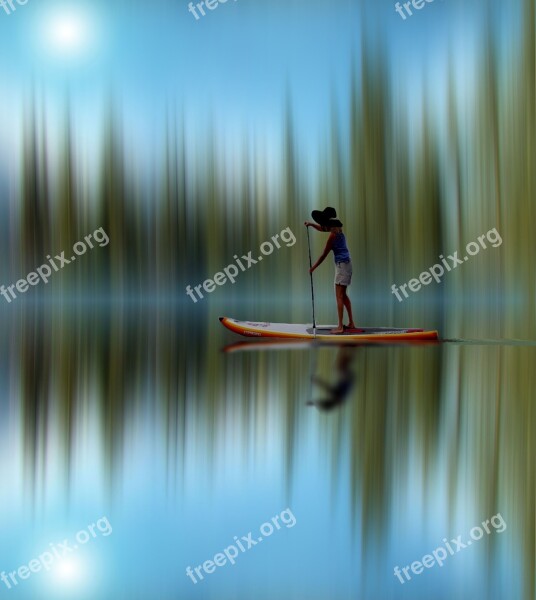 Blurred Water Reflections Paddle Boat