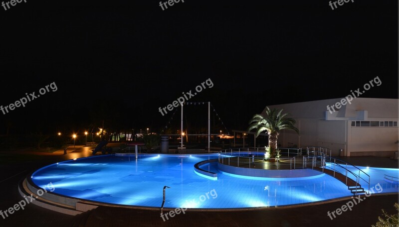 Swimming Pool Night Hotel Evening