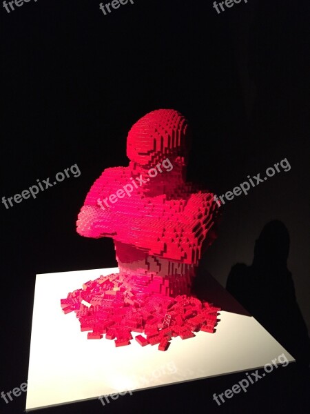 Thinking Lego Red Sculpture Art