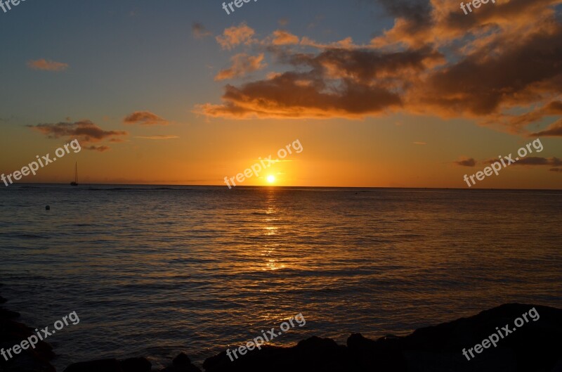 Sunset Hawaii Hawaii Beach Ocean Beach