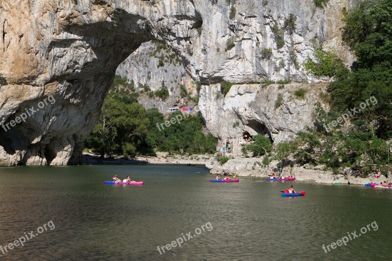 Landscape Ardèche River Bow Bridge Free Photos