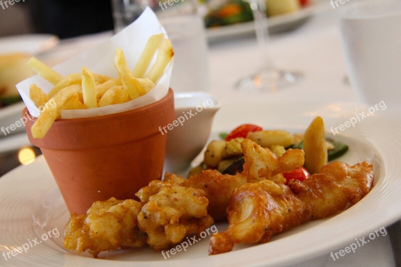 Fries Fish And Chip Fish Potato Vegetables