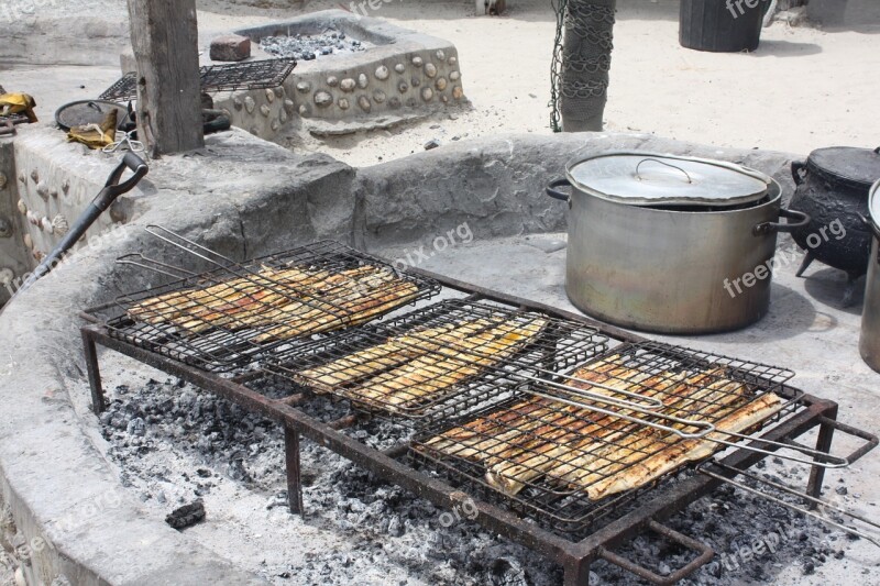 South Africa Strandlooper Barbecue At The Beach Fish Grilling Fish